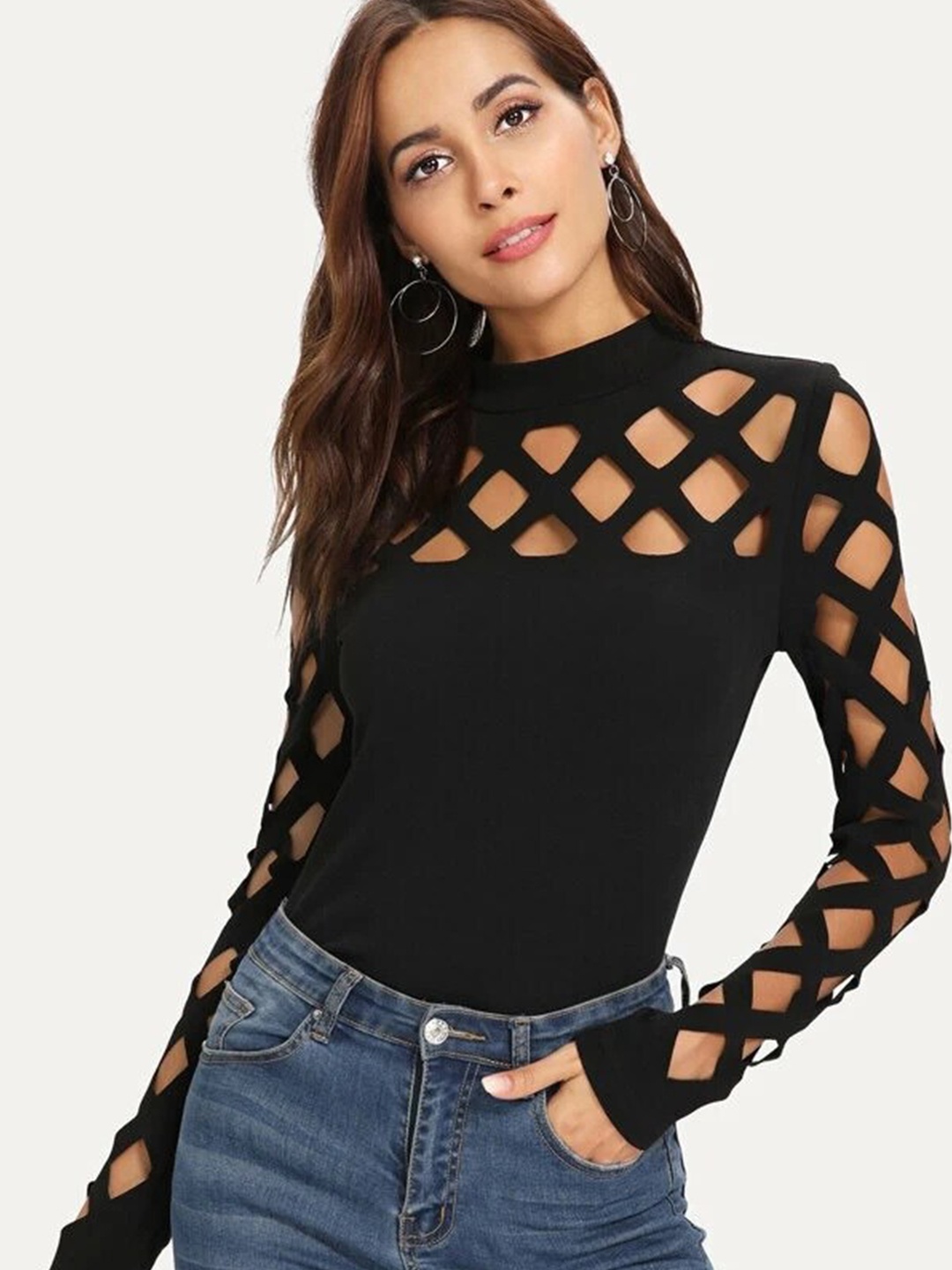 

Stylecast X Slyck Black High Neck Fitted Top