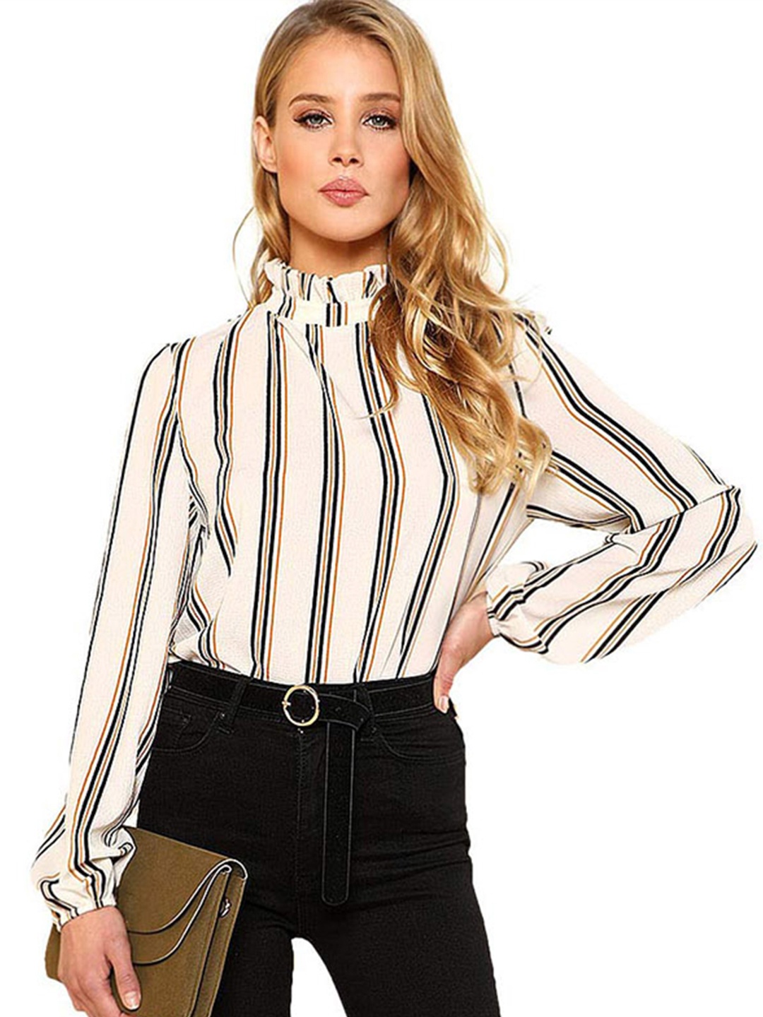 

Stylecast X Slyck Striped Regular Top, White