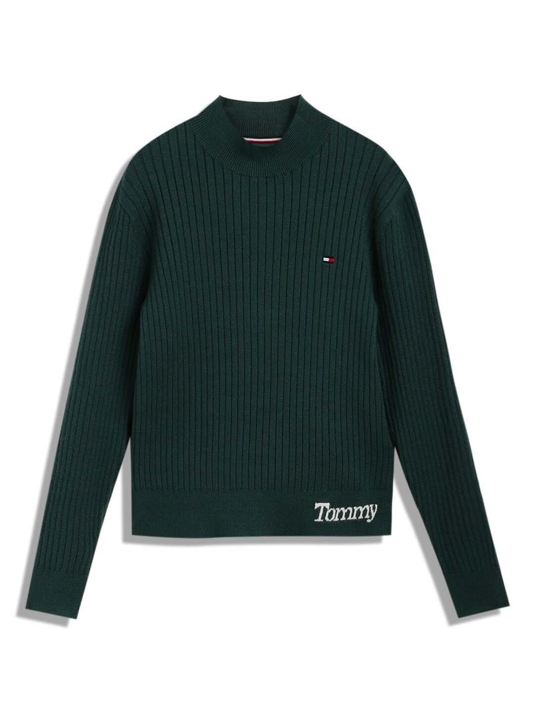 

Tommy Hilfiger Girls Striped High Neck Long Sleeves Pullover Sweater, Green