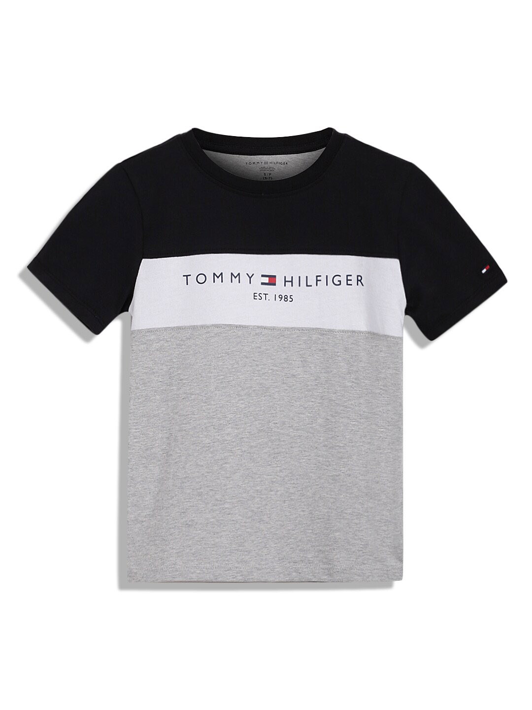 

Tommy Hilfiger Boys Colourblocked Cotton T-shirt, Black