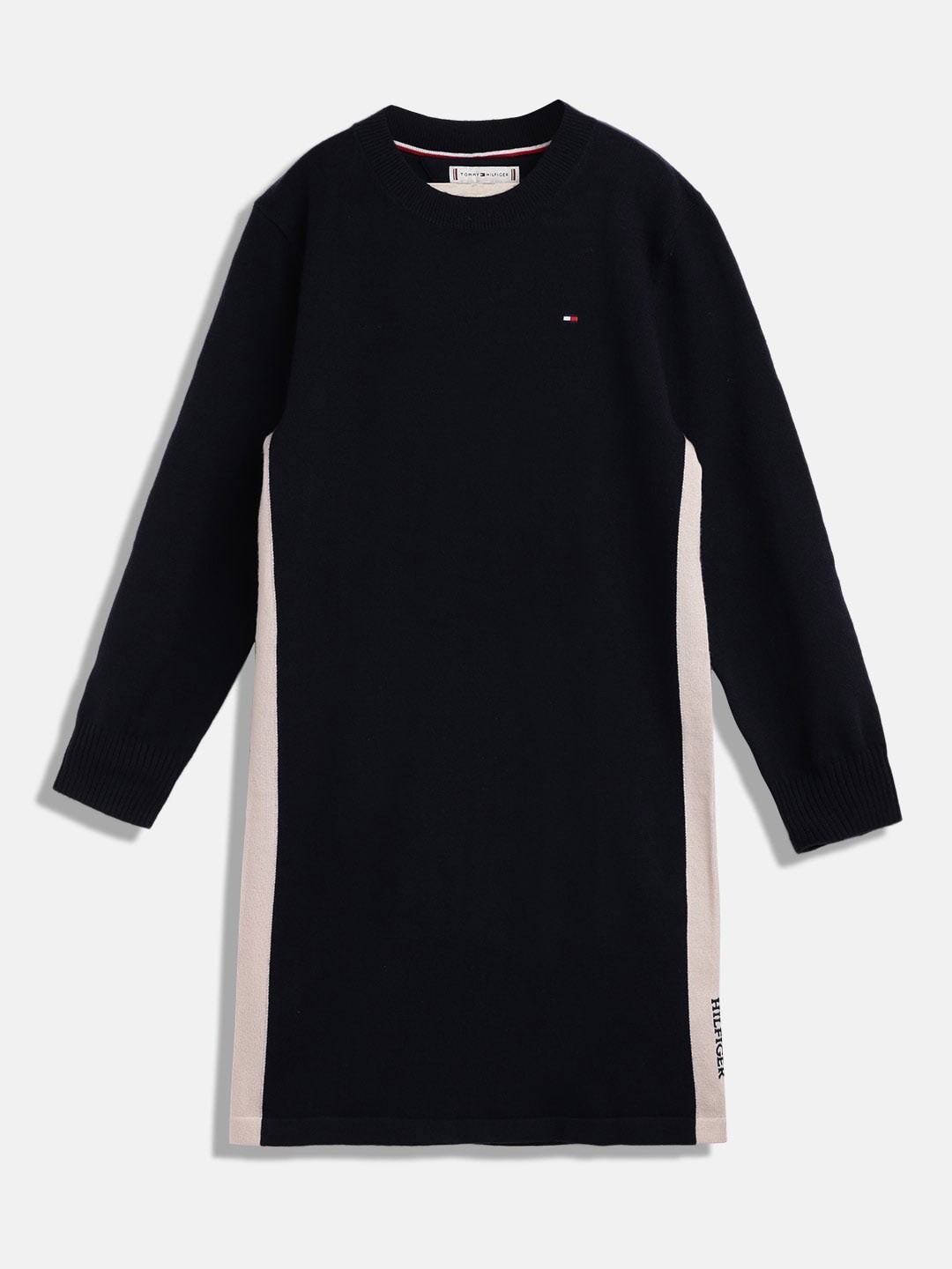 

Tommy Hilfiger Girls Round Neck Cuffed Sleeves Sheath Dress, Blue