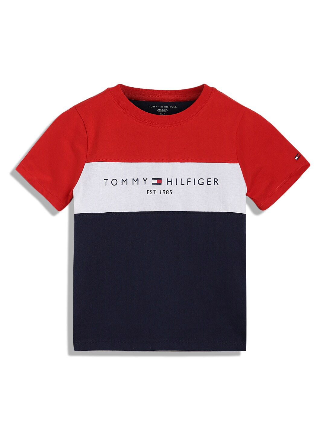 

Tommy Hilfiger Boys Colourblocked Cotton T-shirt, Red