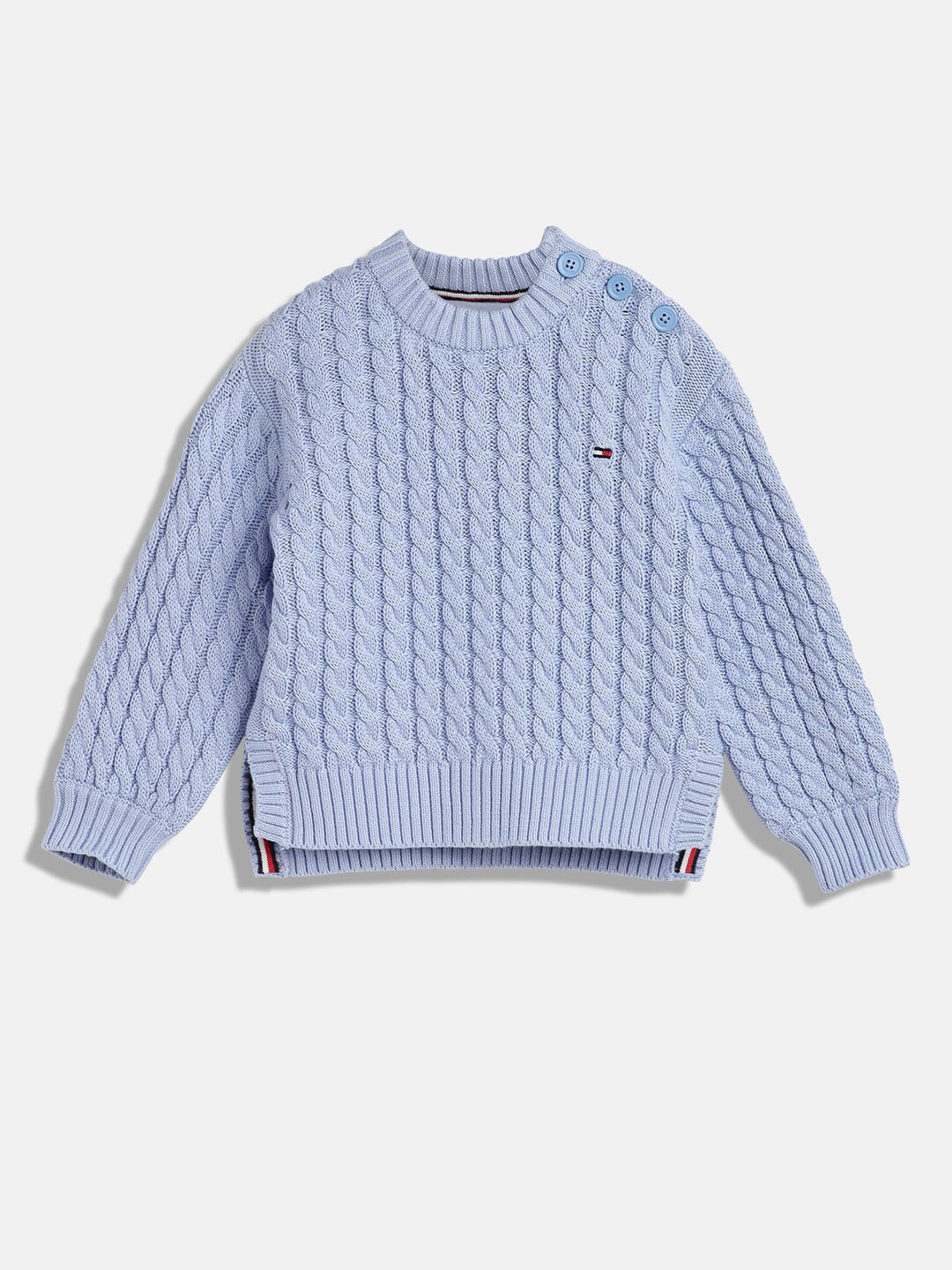 

Tommy Hilfiger Girls Cable Knit Long Sleeves Cotton Pullover Sweater, Blue