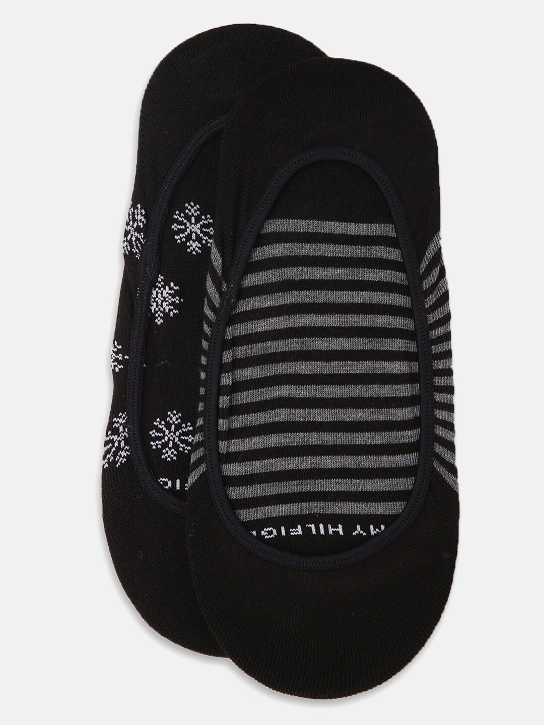 

Tommy Hilfiger Men Pack Of 2 Patterned Cotton Shoe Liners Socks, Black