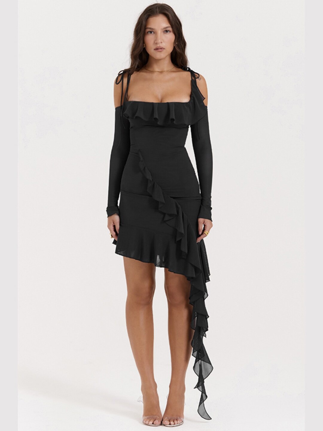 

StyleCast Off-Shoulder Ruffled Bodycon Dress, Black