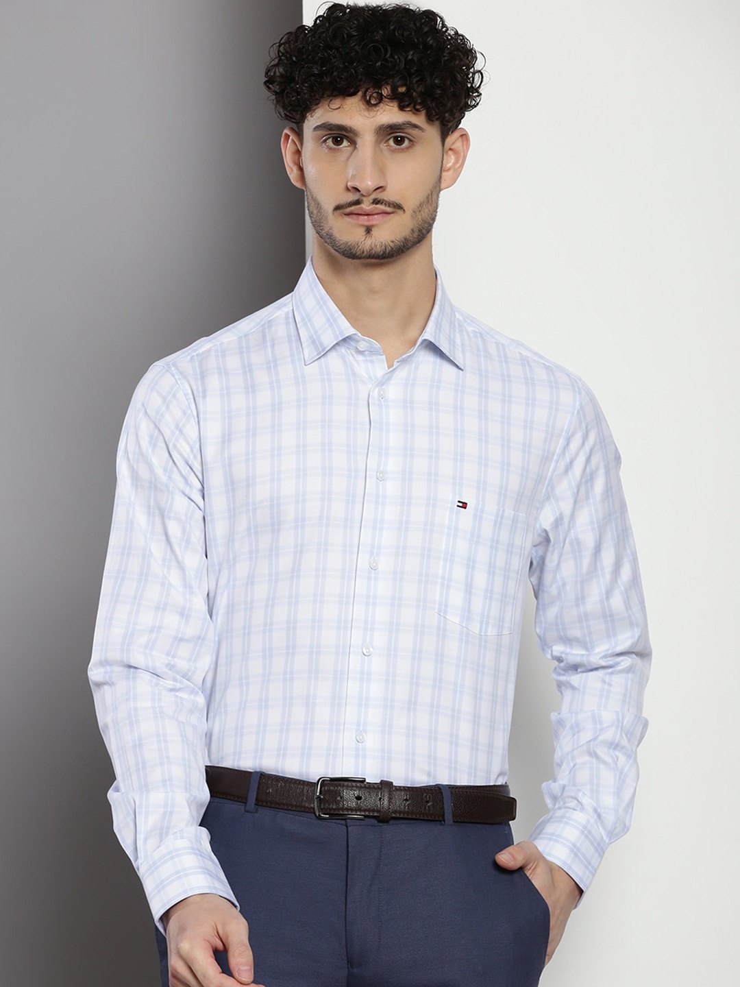 

Tommy Hilfiger Checked Cotton Formal Shirt, White