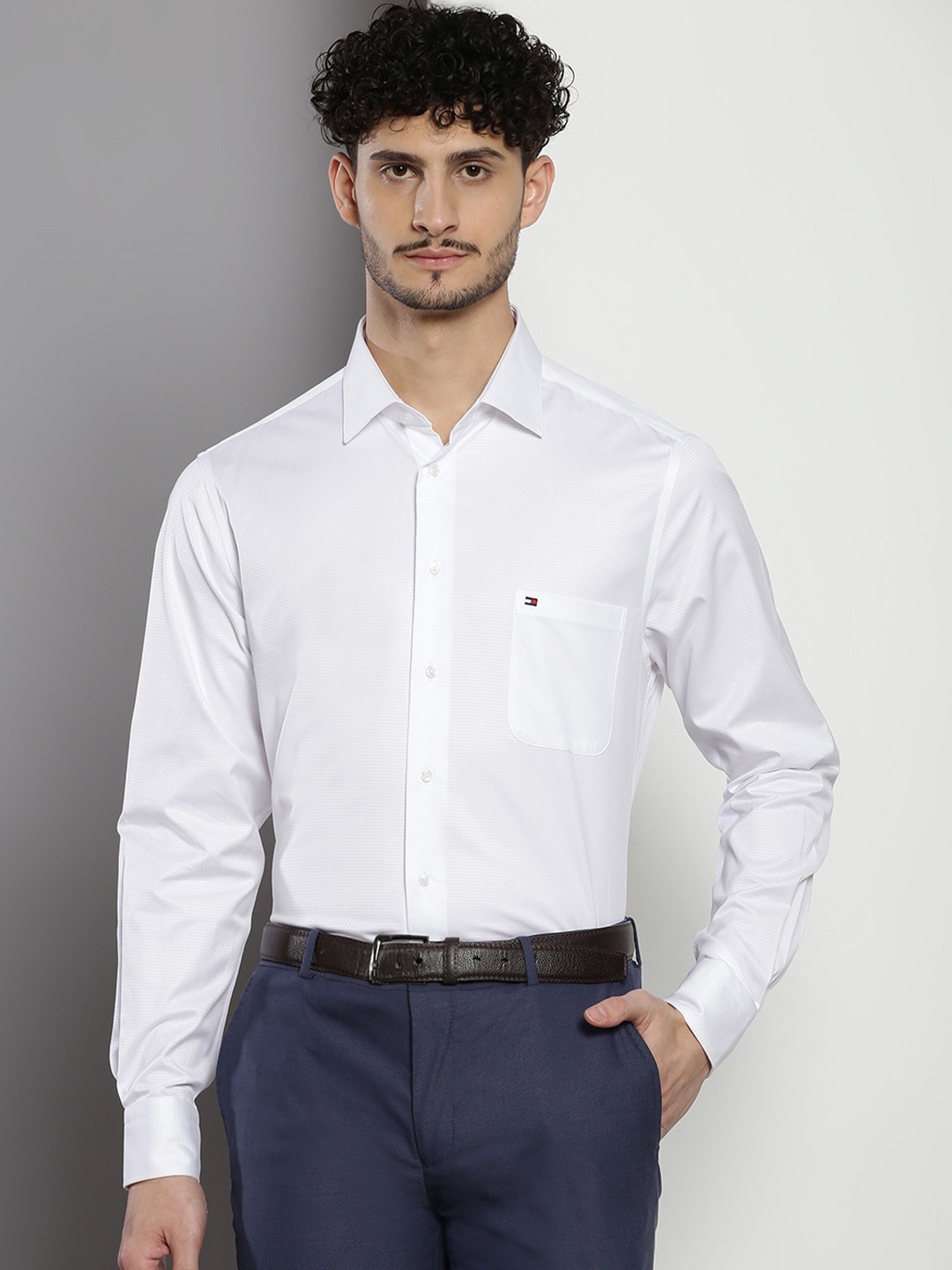 

Tommy Hilfiger Spread Collar Cotton Formal Shirt, White