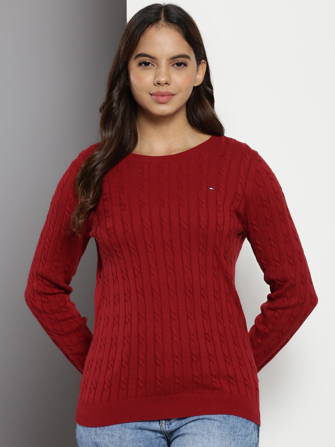 

Tommy Hilfiger Ribbed Cotton Pullover, Red