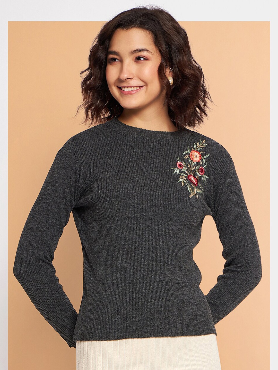 

Chemistry Embroidered Woollen Pullover, Charcoal