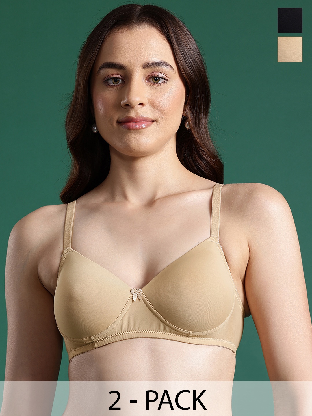 

DressBerry Set of 2 Bra Full - Coverage Lightly Padded DB-BRA-4046-4049-2-32B, Black