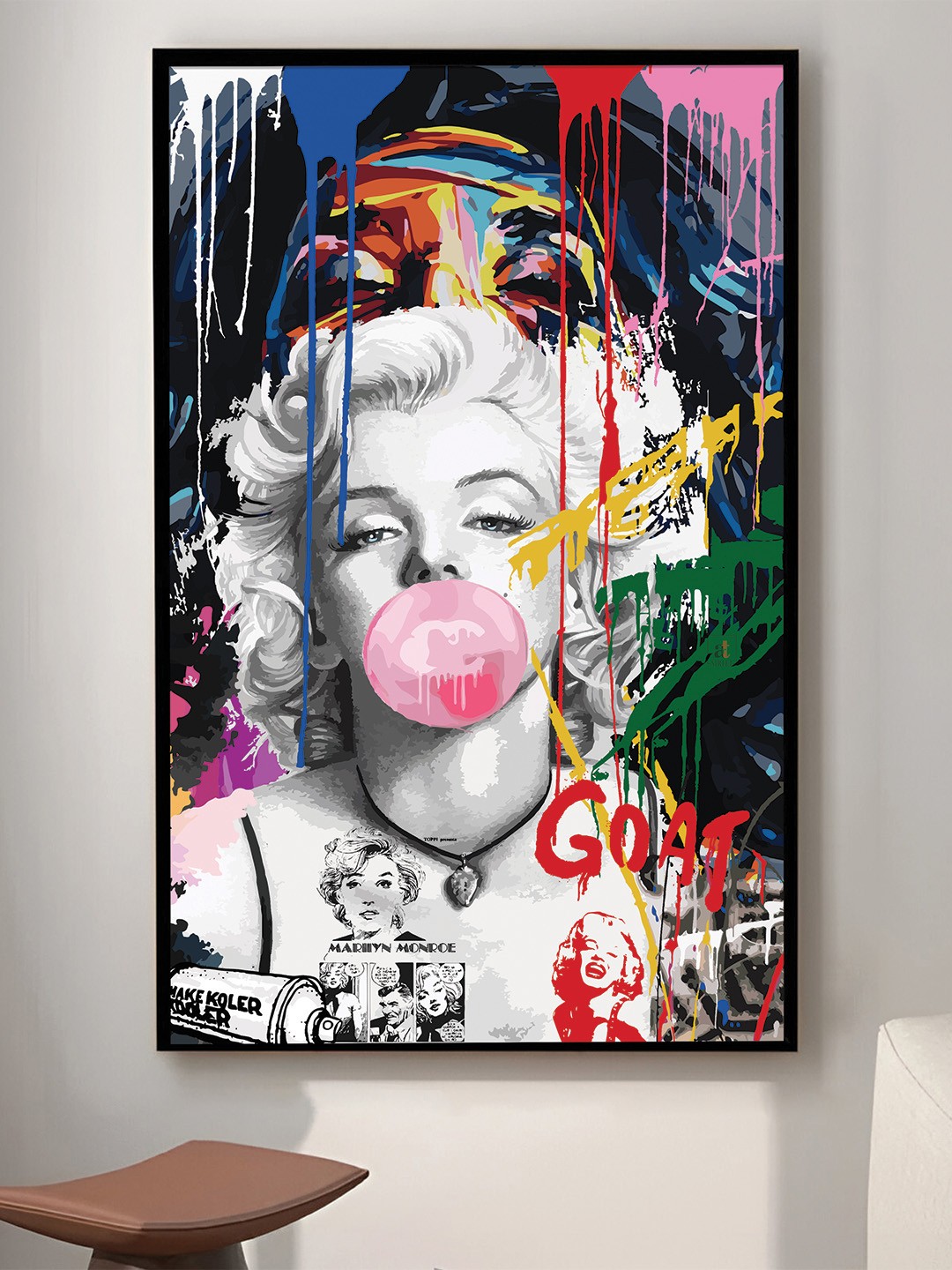 

Art Street Black & White Bubble Gum Lady Wall Art
