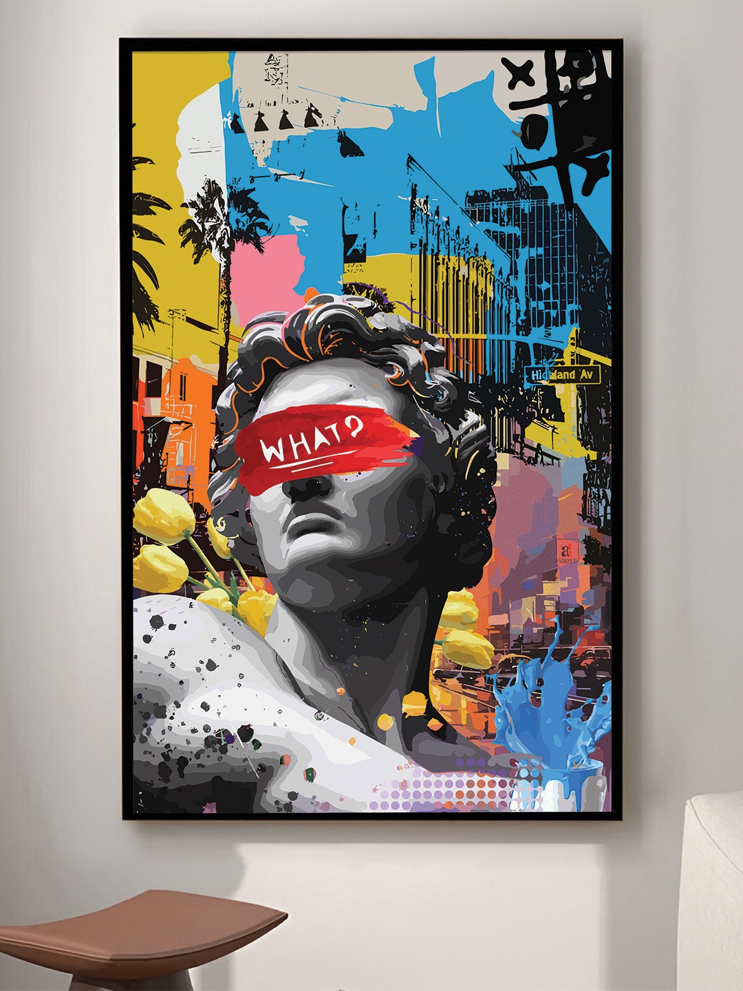 

Art Street Black Canvas Painting David Statue Pop Graffiti Wall Art