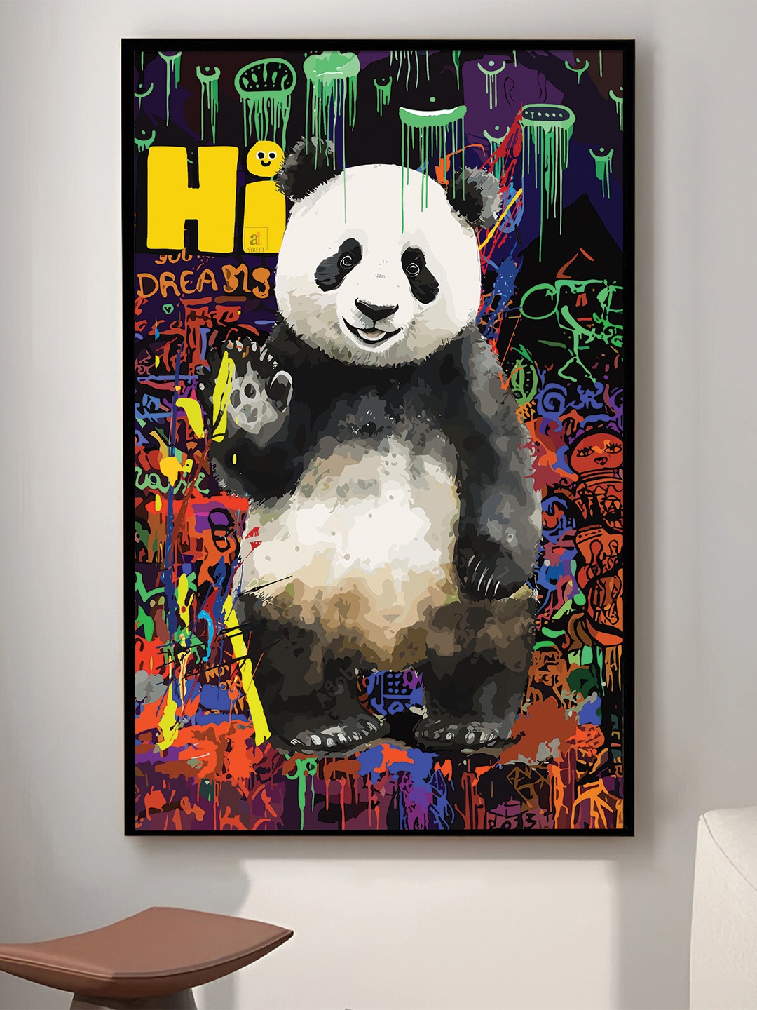 

Art Street Black & White Canvas Painting Hi Panda Pop Graffiti Art