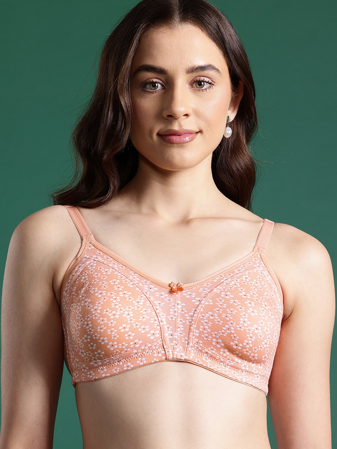

DressBerry Floral Printed Bra - Full Coverage DB-NW-1129-ORG-1-32B, Orange