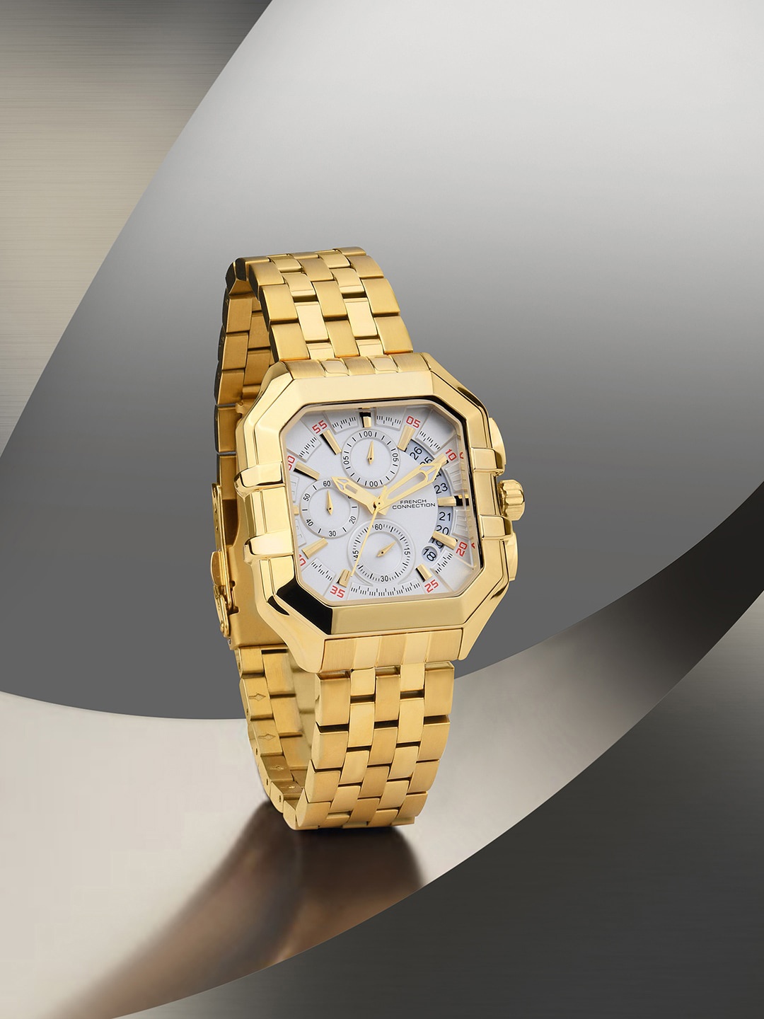 

French Connection Men Multi Function Analogue Watch FCF01GM, Gold