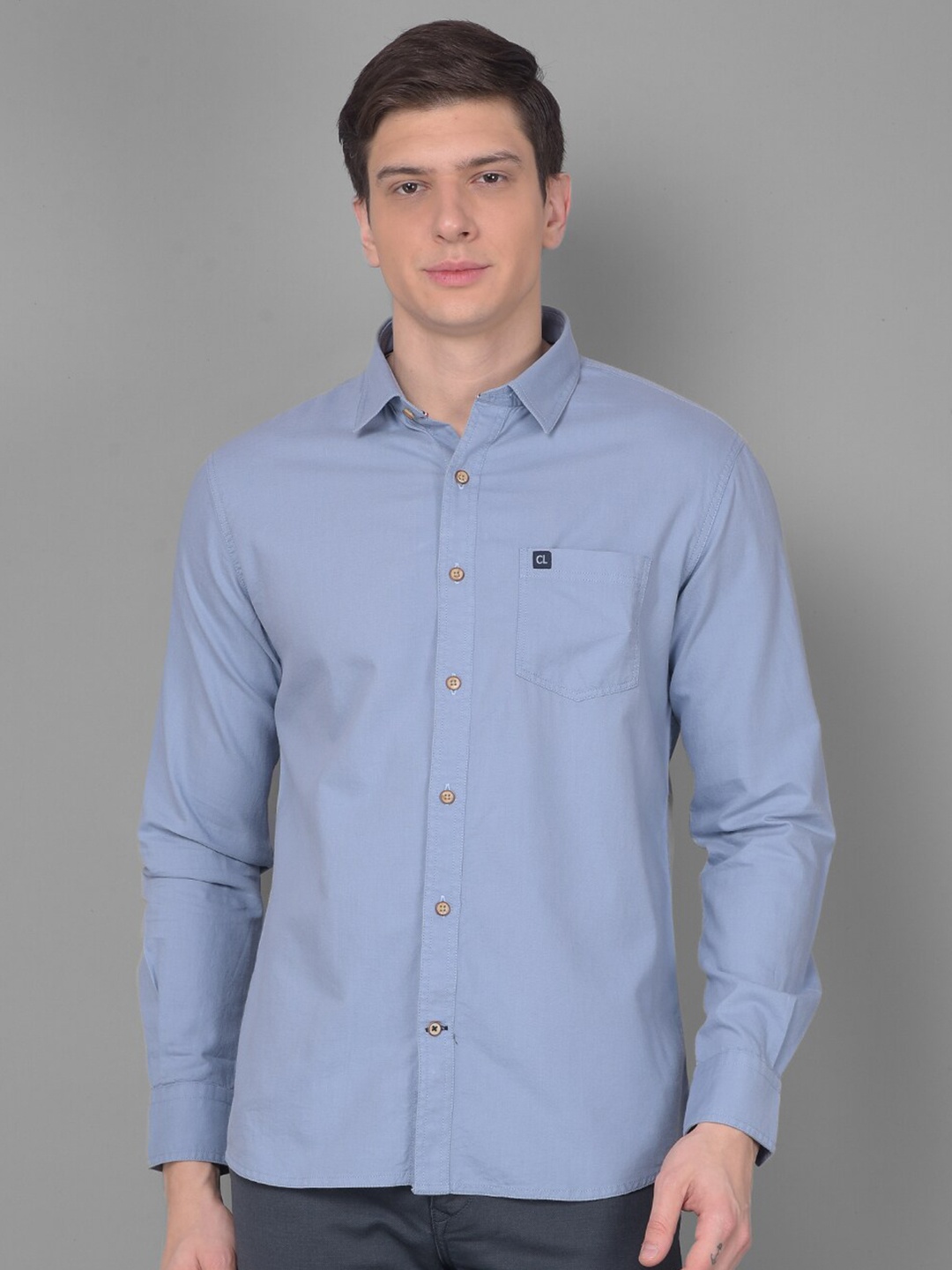 

Canary London Smart Slim Fit Spread Collar Oxford Weave Cotton Casual Shirt, Blue