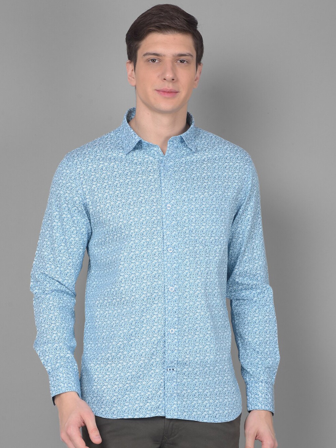 

Canary London Smart Slim Fit Floral Printed Cotton Casual Shirt, Blue