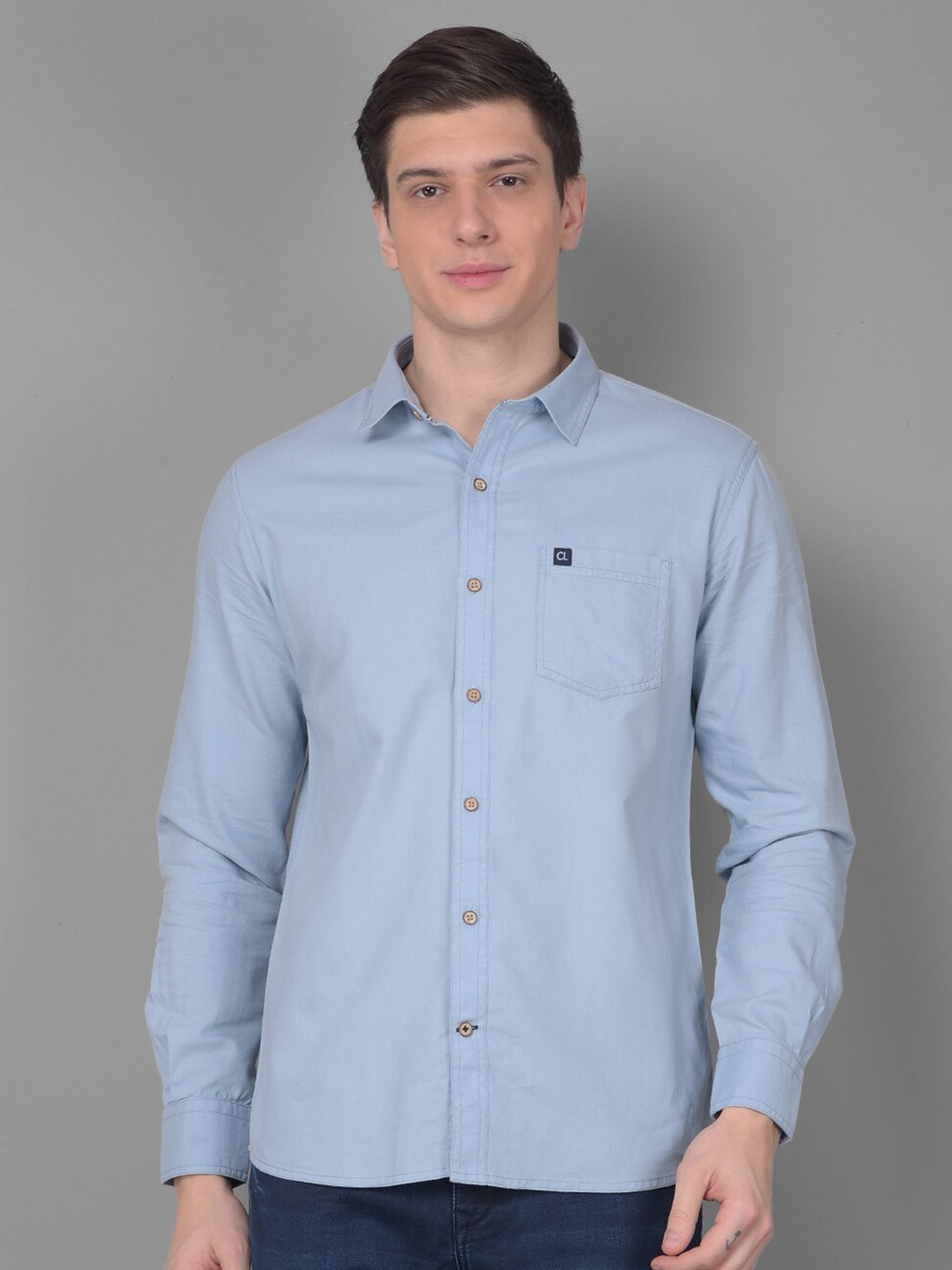 

Canary London Smart Slim Fit Spread Collar Oxford Cotton Casual Shirt, Blue