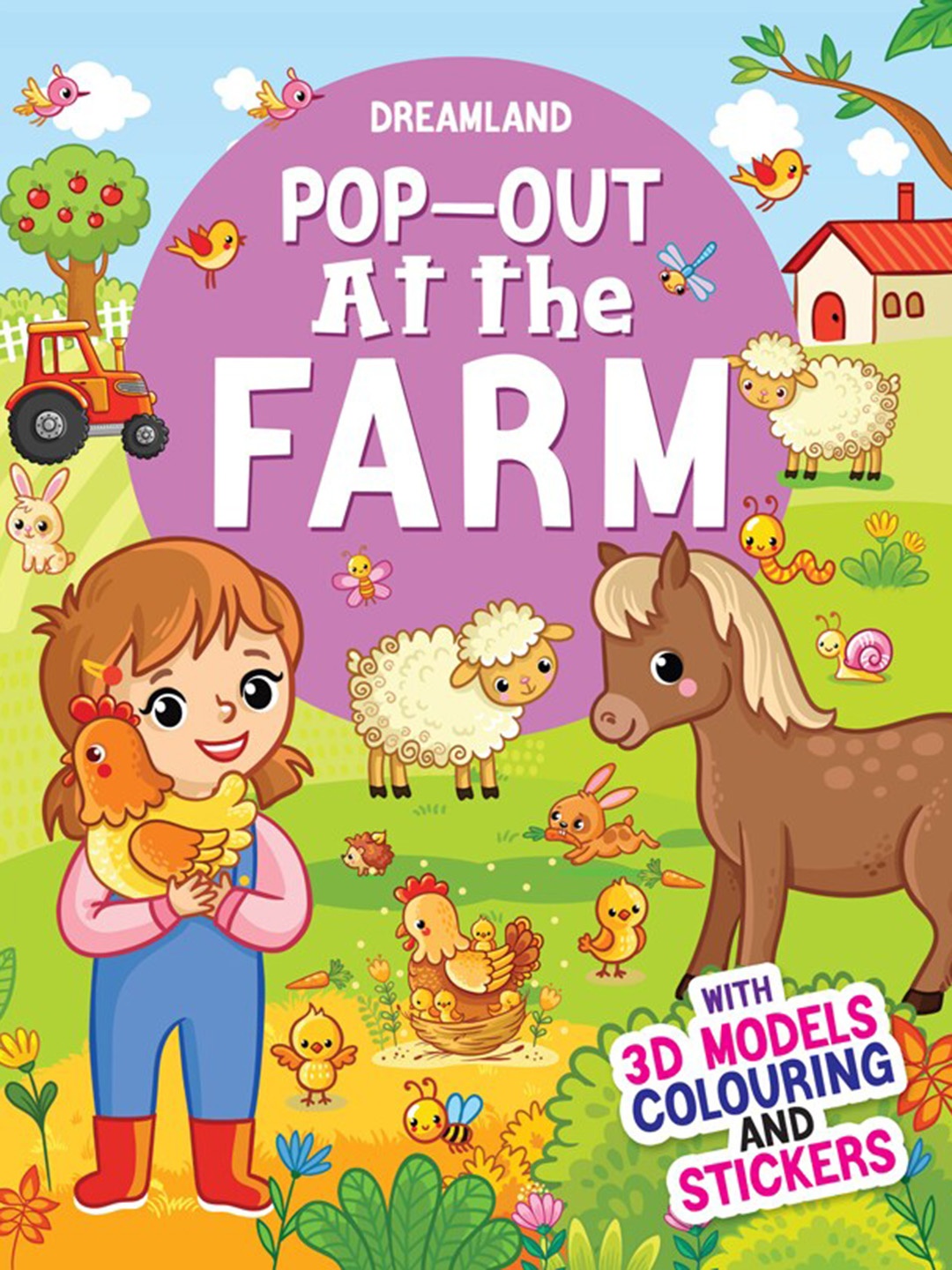 

Dreamland Kids Pop-Out At the Farm Book- With 3D Models Colouring Stickers, White