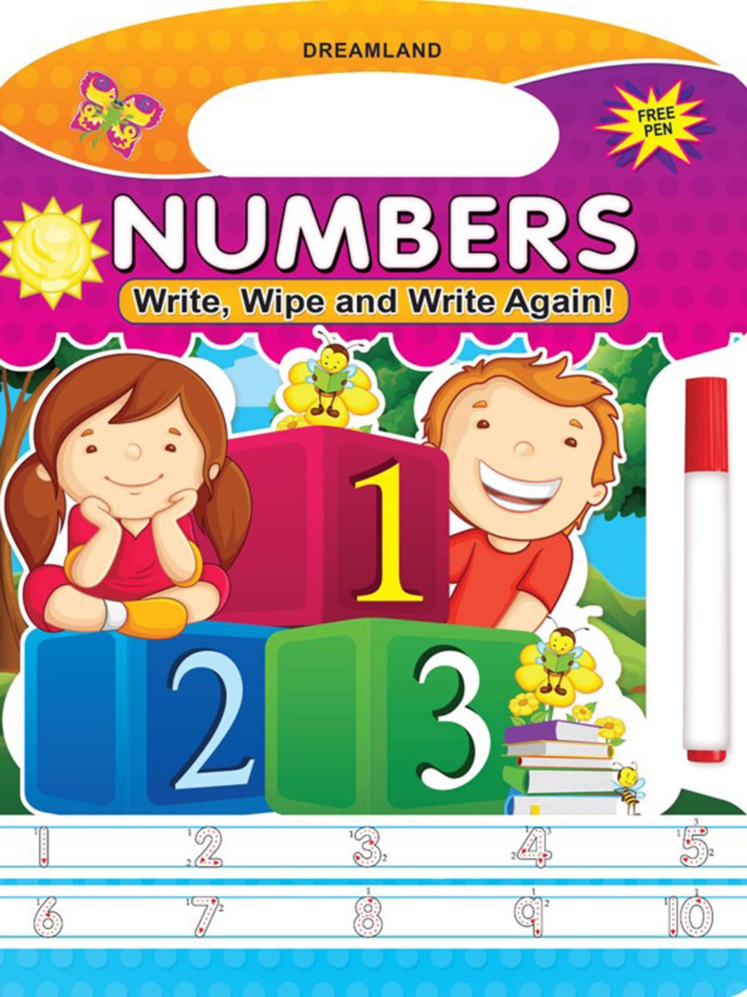 

Dreamland Kids Write & Wipe Book - Numbers Early Learning Book, Pink