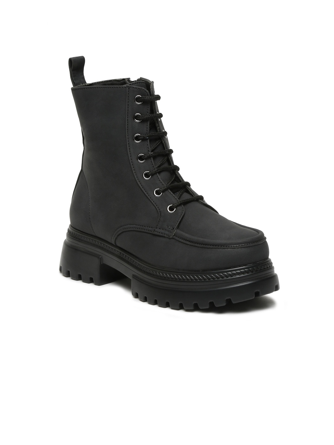

VALIOSAA Women Mid Top Platform Heeled Chunky Boots, Black