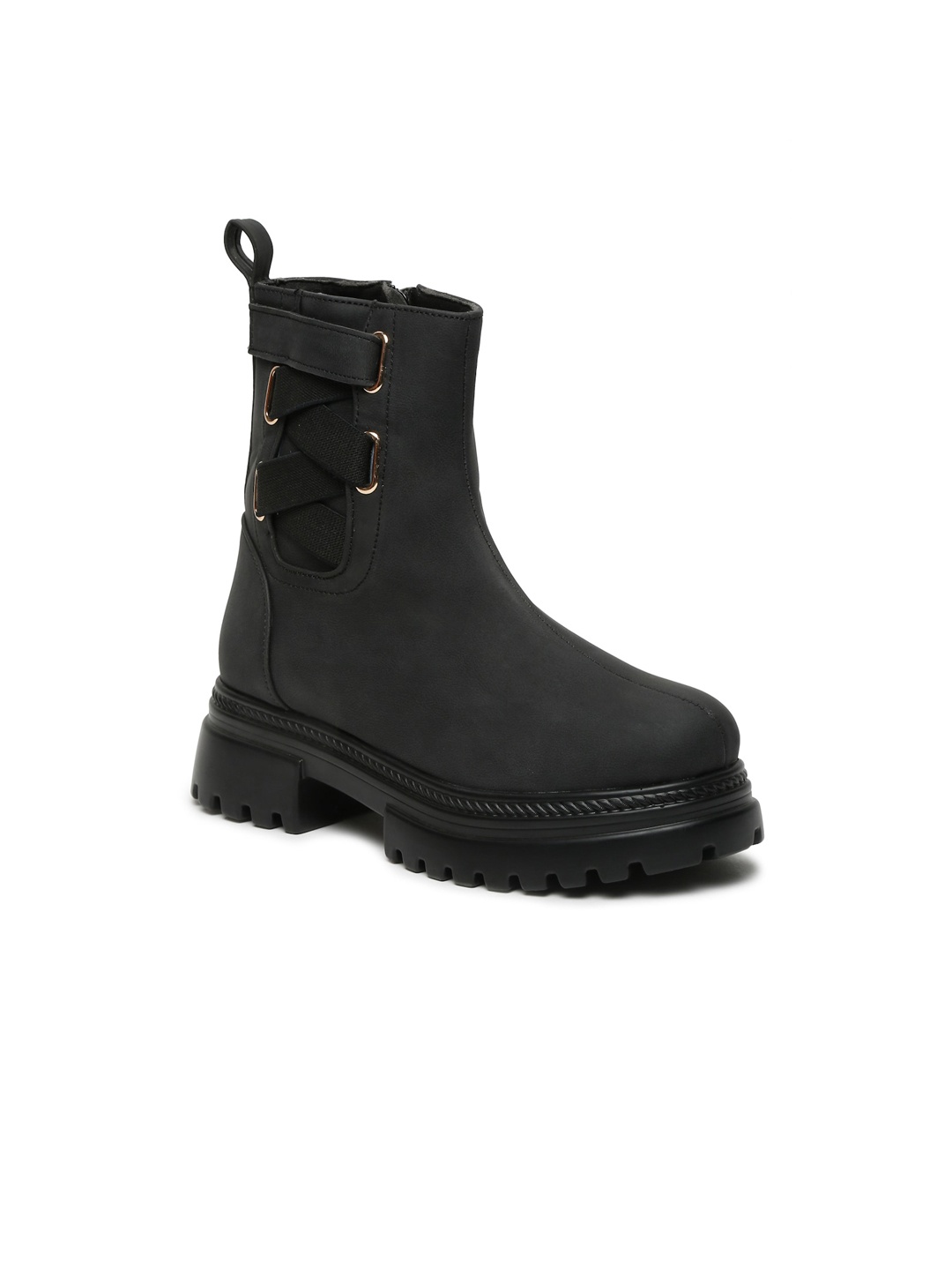 

VALIOSAA Women Heeled Mid-Top Regular Boots, Black