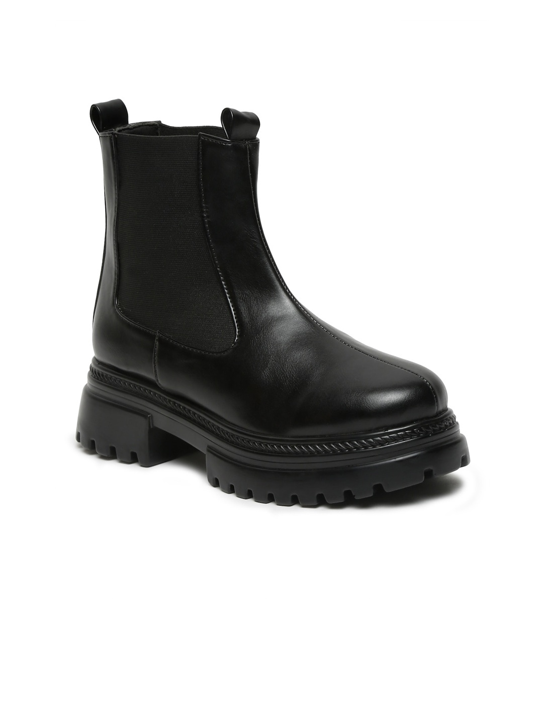 

VALIOSAA Women Mid-Top Platform Heeled Chelsea Boots, Black
