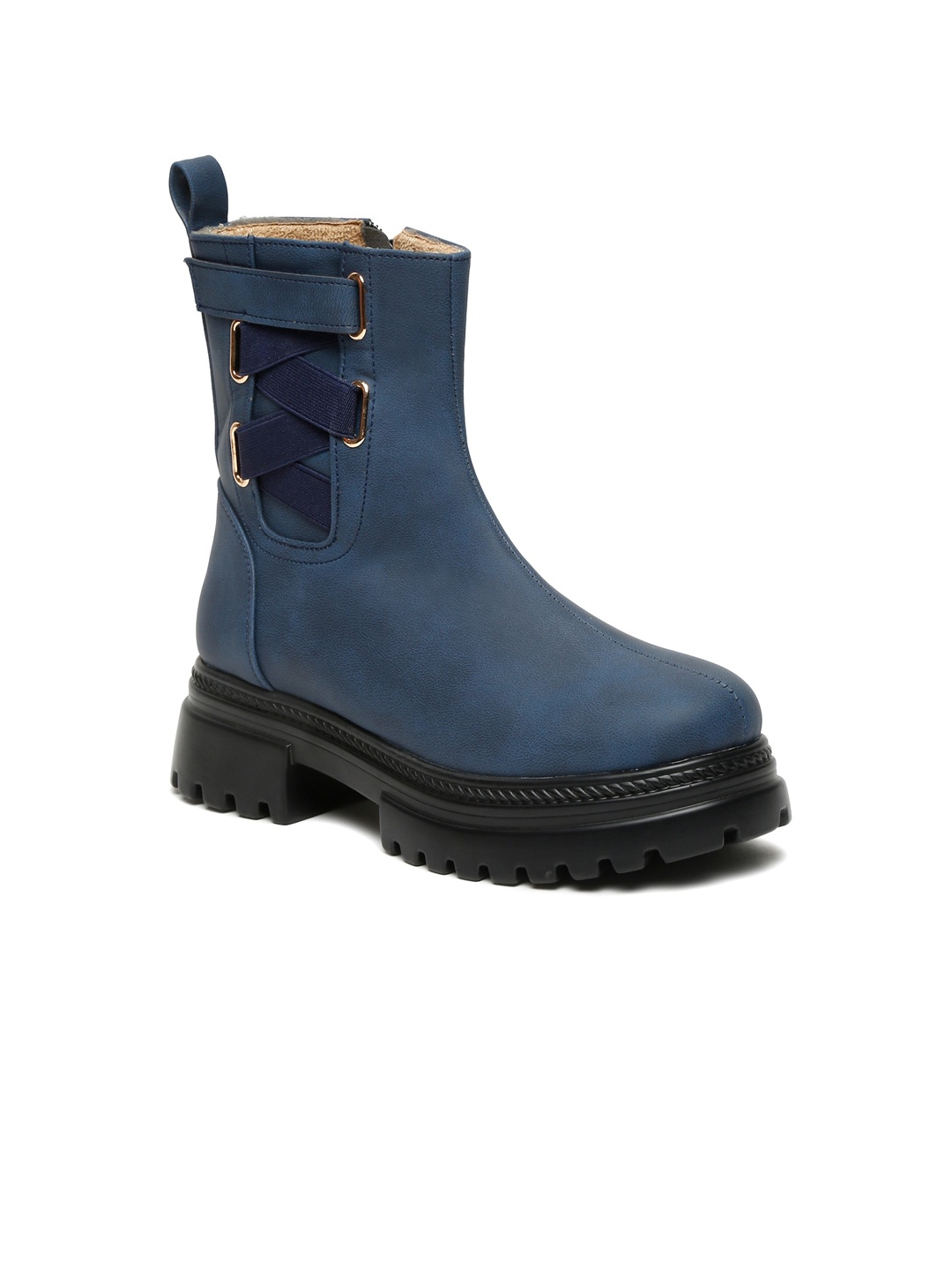

VALIOSAA Women Heeled Mid-Top Regular Boots, Navy blue
