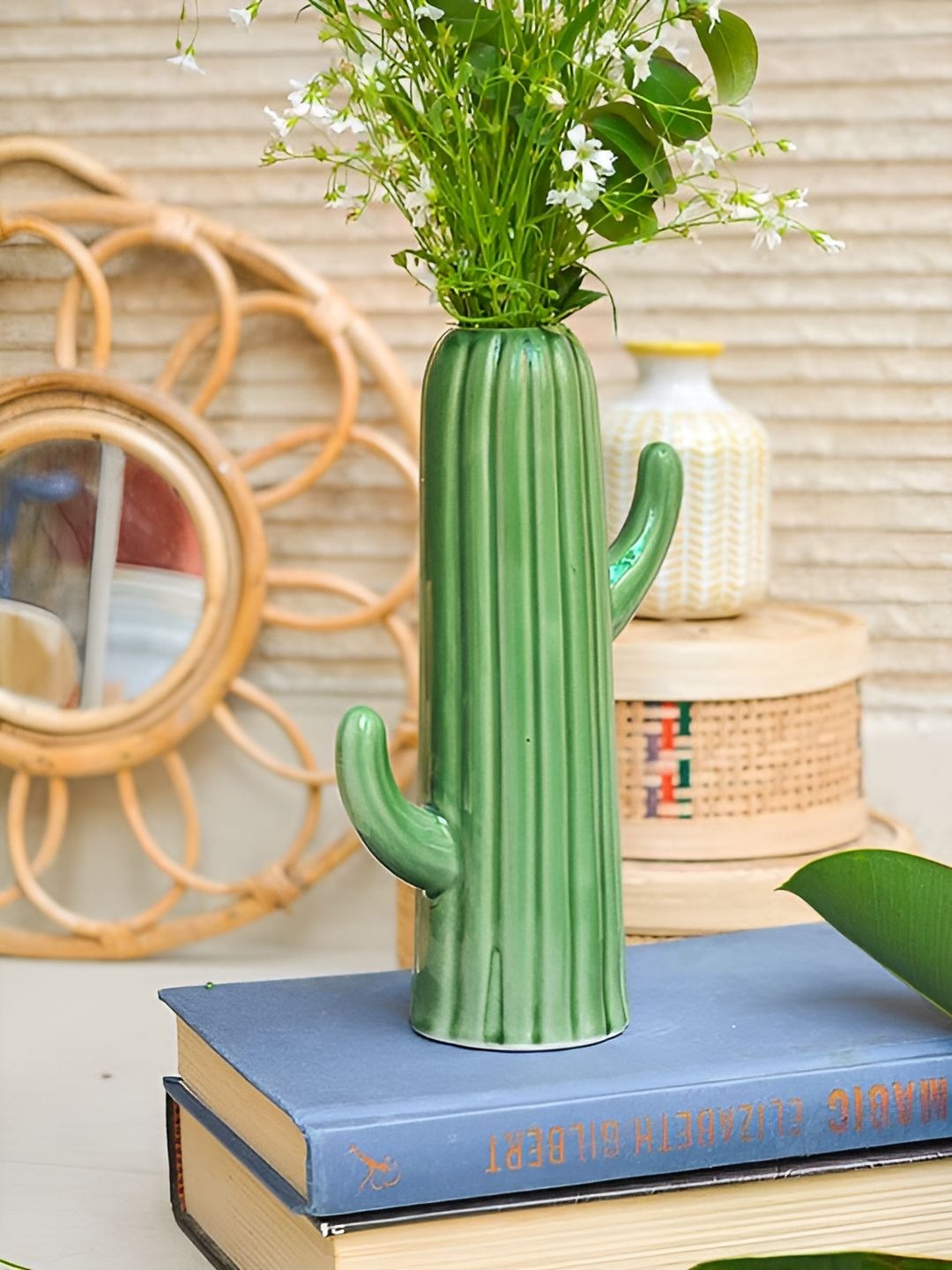 

Farkraft Green Cactus Shaped Ceramic Vase