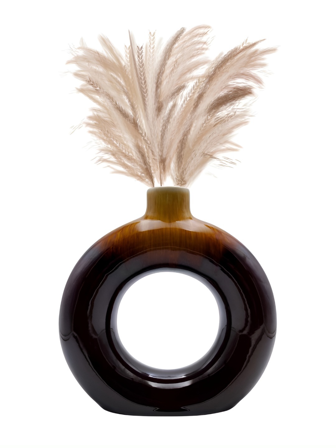 

Farkraft Brown Donut Shape Ceramic Vase