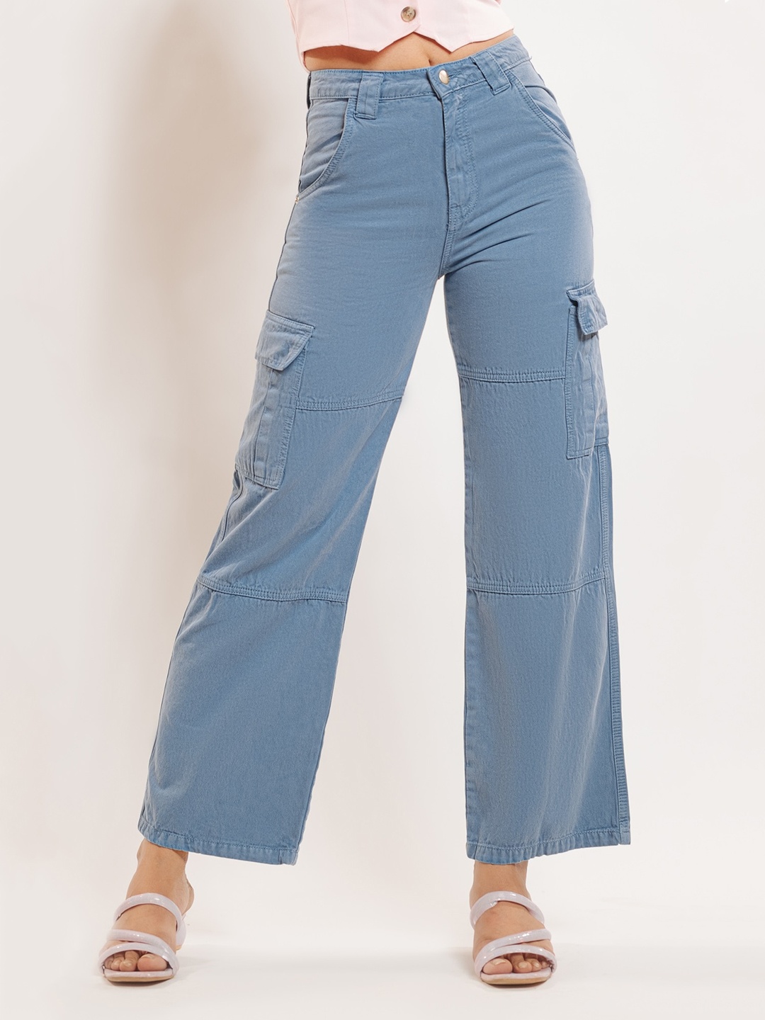 

FREAKINS Women Straight Fit High-Rise Pure Cotton Jeans, Blue