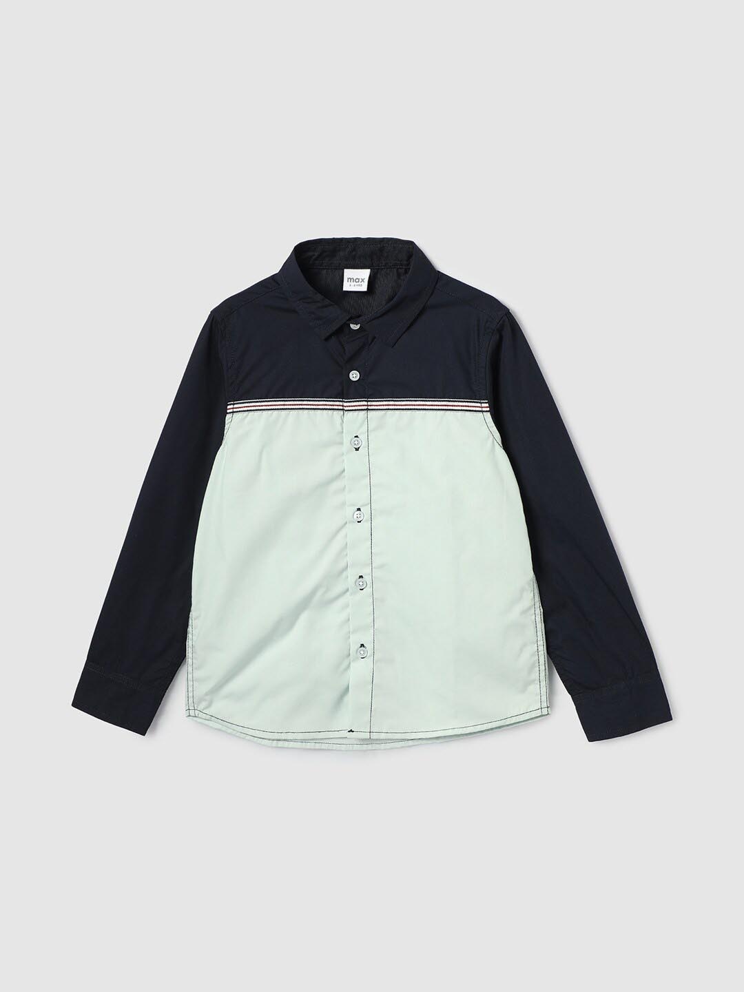 

max Boys Colourblocked Classic Cotton Shirt, Black
