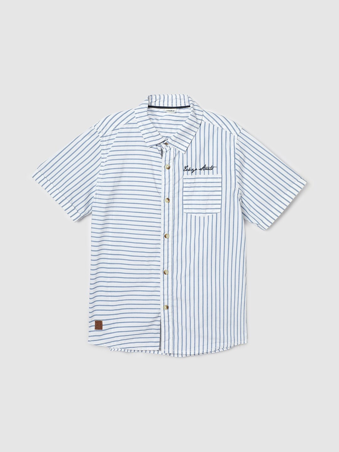 

max Boys Striped Classic Cotton Shirt, Blue