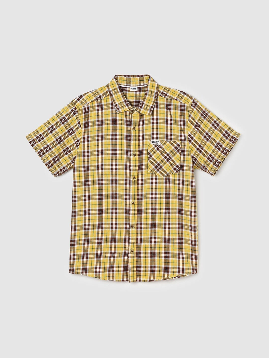 

max Boys Checked Classic Cotton Shirt, Yellow