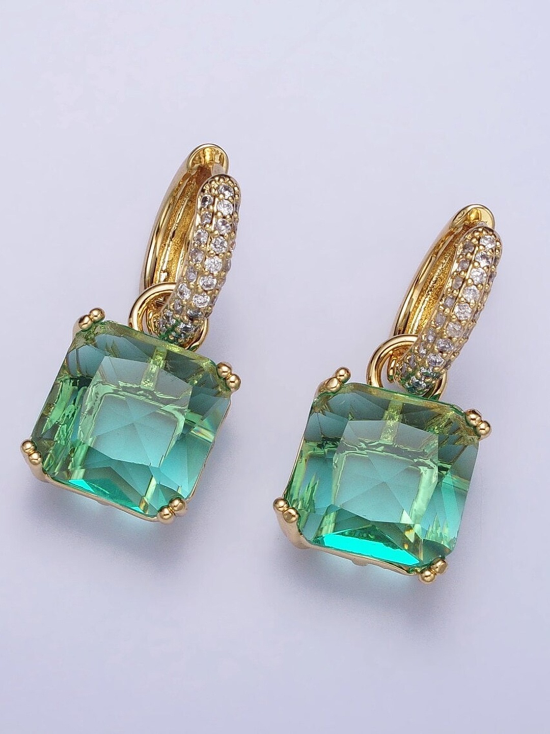 

VIEN Gold-Plated Cubic Zirconia Stainless Steel Square Hoop Earrings
