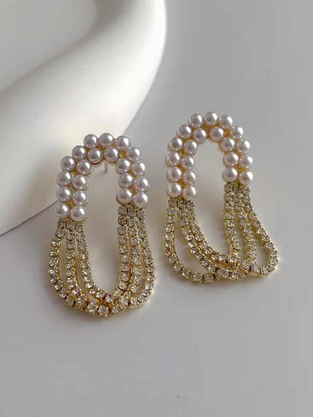 

VIEN Gold-Plated Oval Cubic Zirconia Drop Earrings