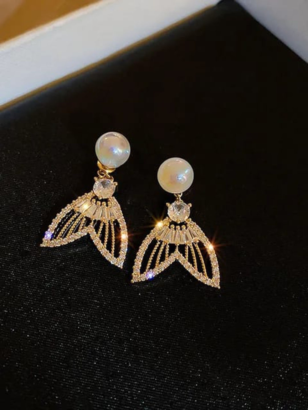

VIEN Gold-Plated Cubic Zirconia Animal Shaped Drop Earrings