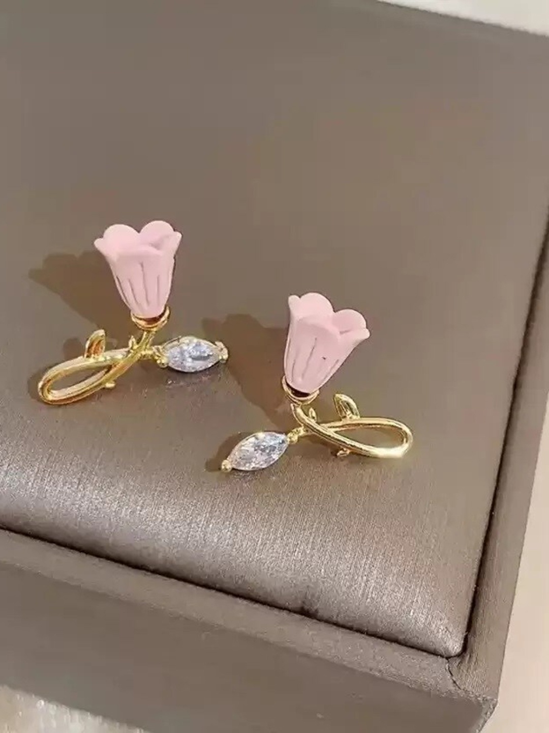 

VIEN Gold-Plated Cubic Zirconia Floral Studs Earrings