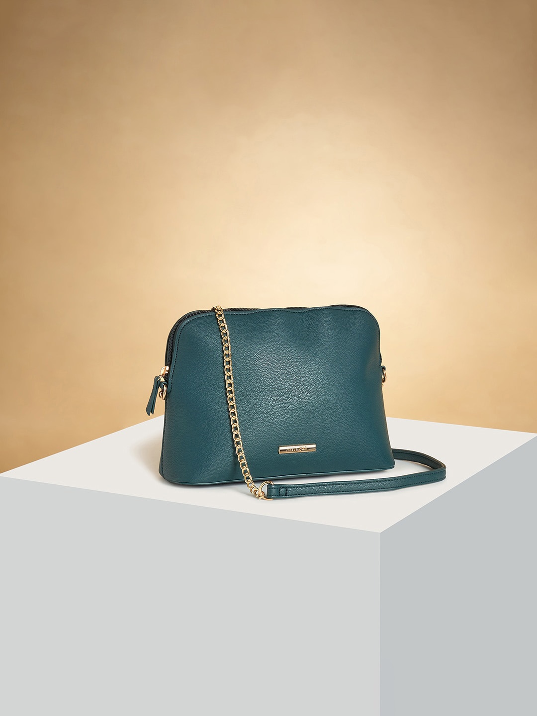 

Forever Glam by Pantaloons Textured Structured Sling Bag, Teal