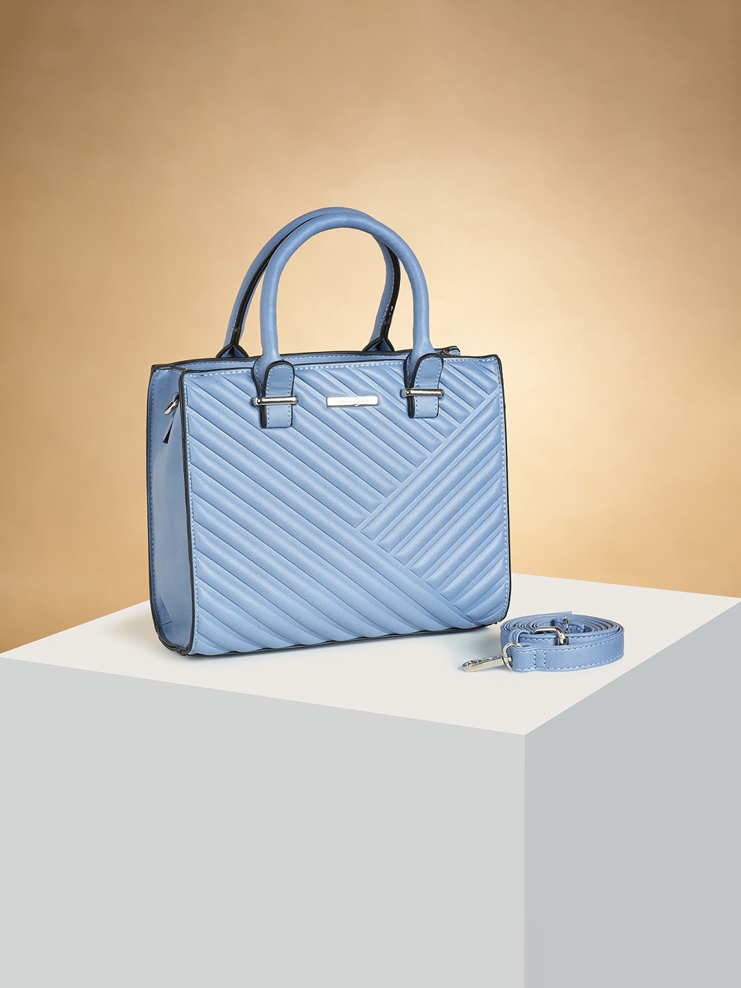 

Forever Glam by Pantaloons Textured PU Handheld Bag, Blue