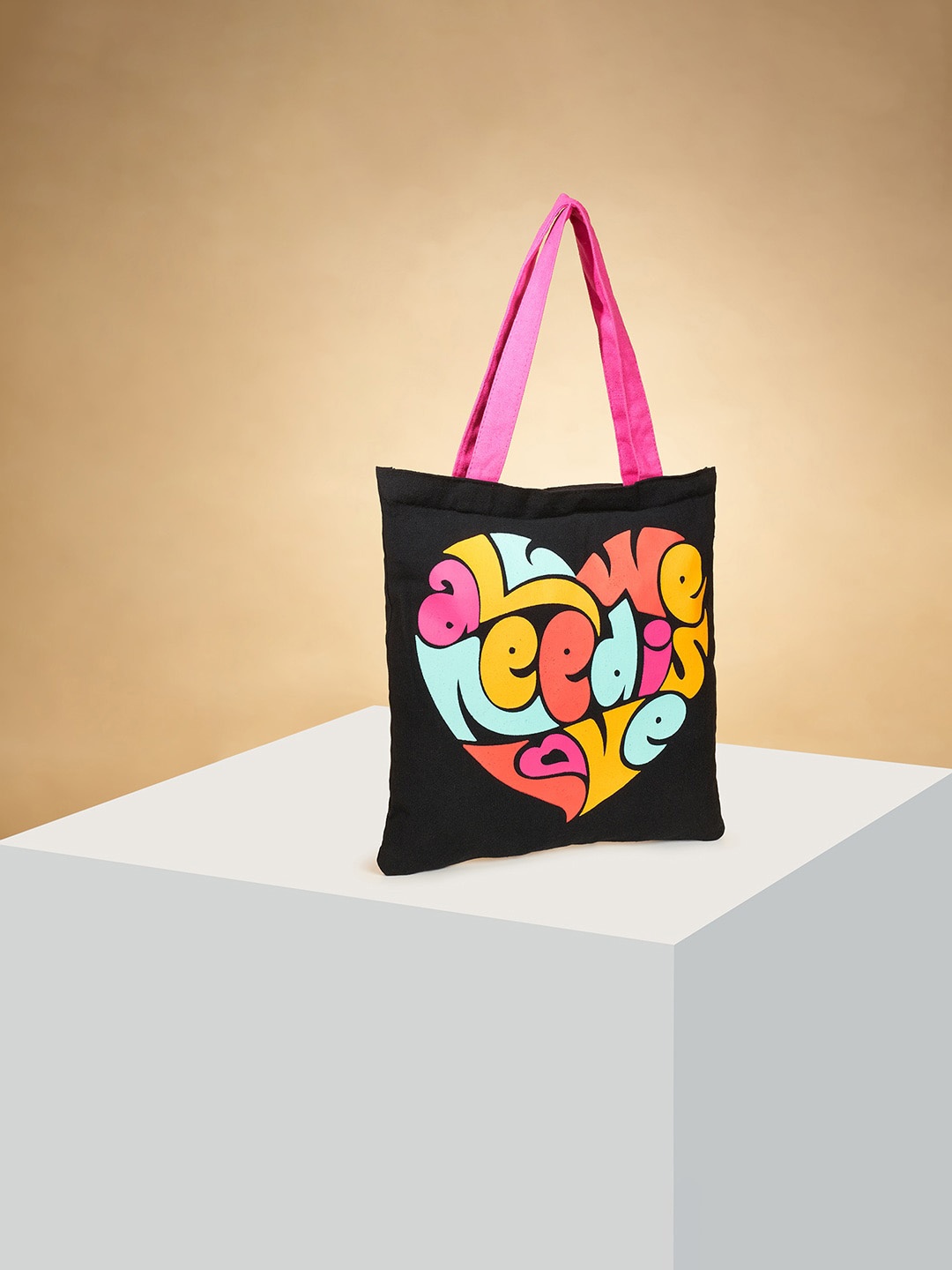 

Forever Glam by Pantaloons Typography Printed Structured Tote Bag, Black
