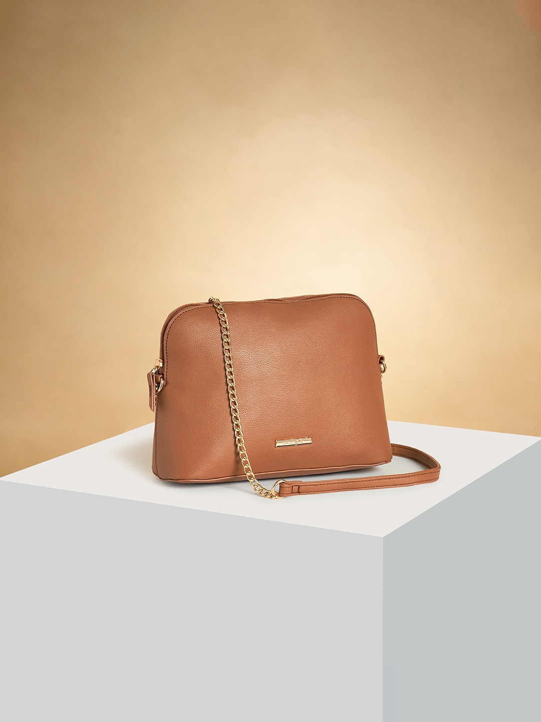 

Forever Glam by Pantaloons Textured Sling Bag, Tan