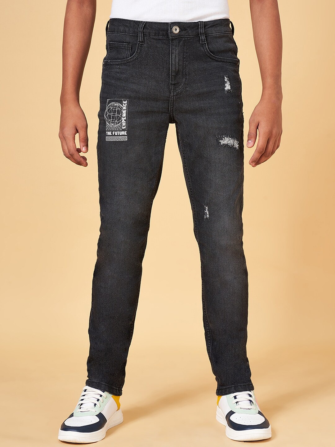 

Coolsters by Pantaloons Boys Low Distress Light Fade Jeans, Black