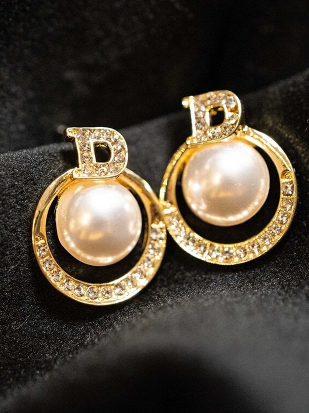 

VIEN Gold-Plated Cubic Zirconia Contemporary Studs Earrings