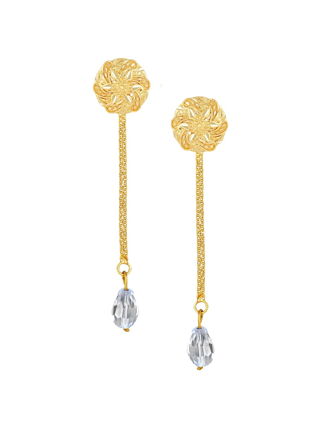 Vighnaharta Gold-Plated Floral Removable Stud Drop Earrings