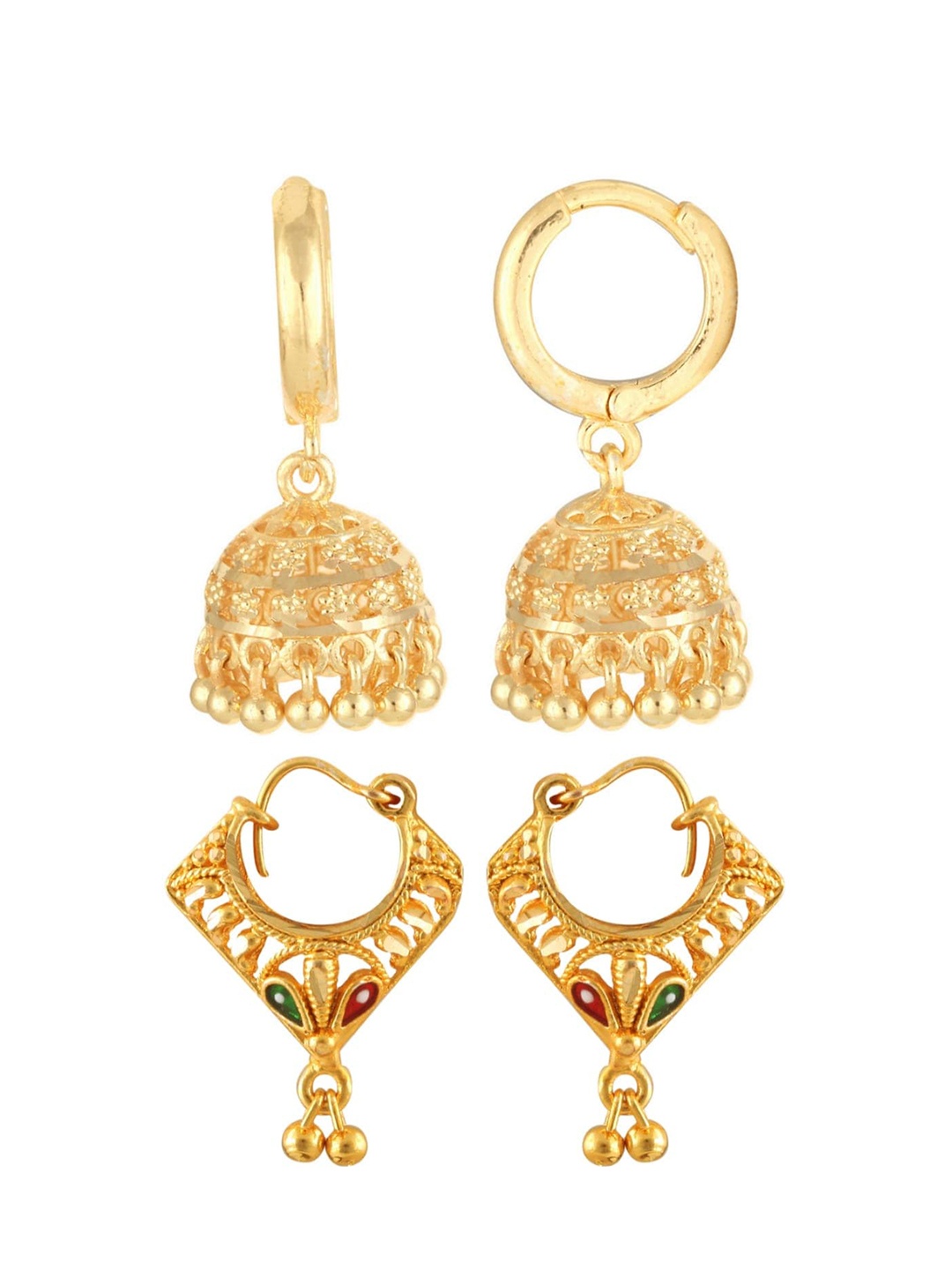 

Vighnaharta Set Of 2 Gold-Plated Dome Shaped Jhumkas