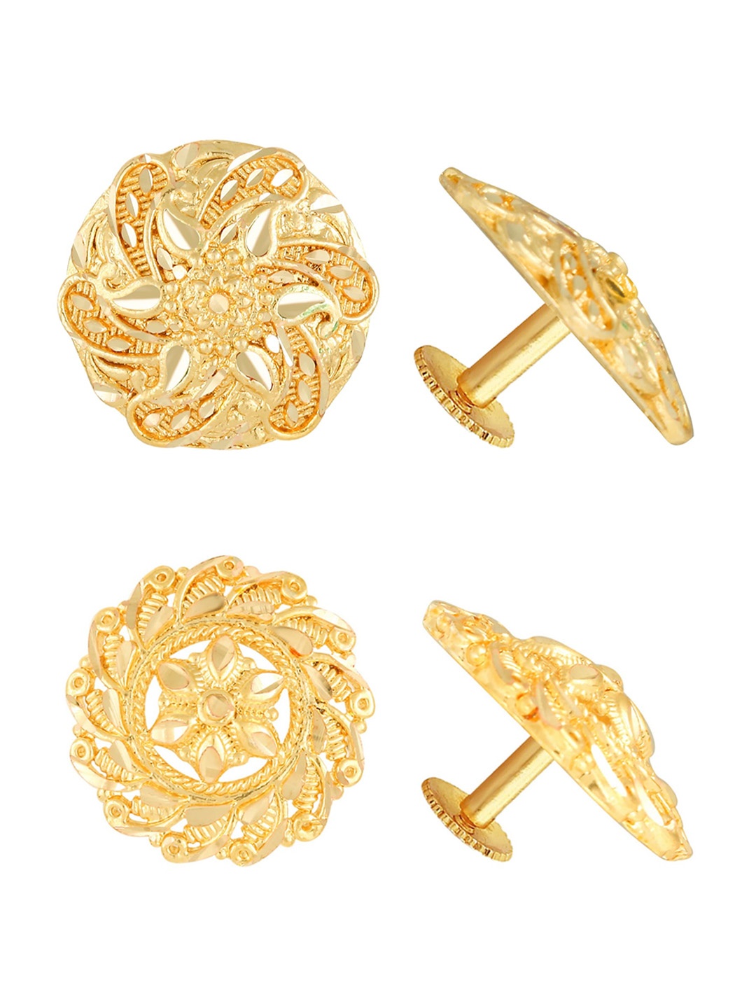 Vighnaharta Set Of 2 Gold-Plated Floral Stud Earrings