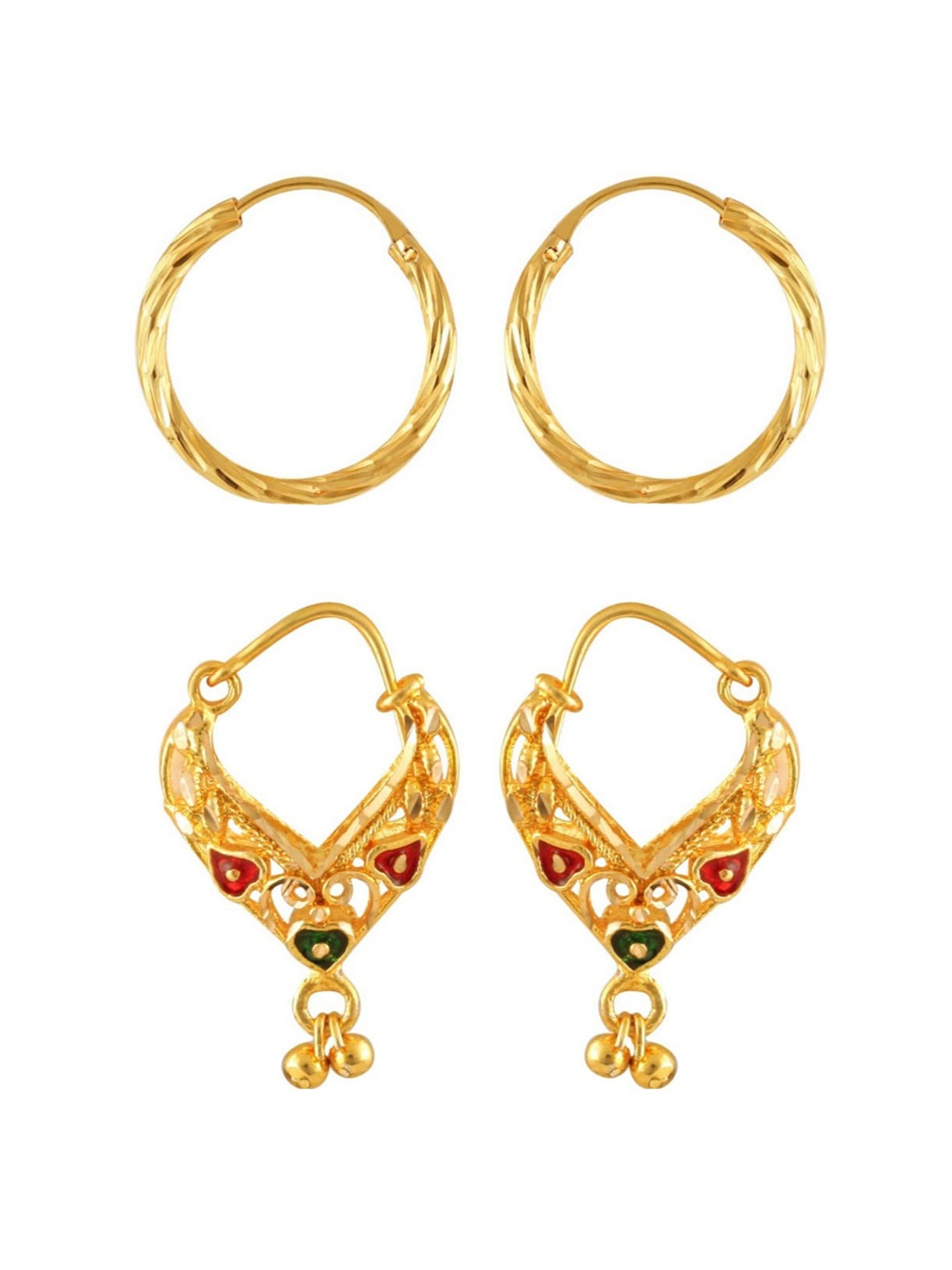 

Vighnaharta Set Of 2 Gold-Plated Floral Drop Earrings