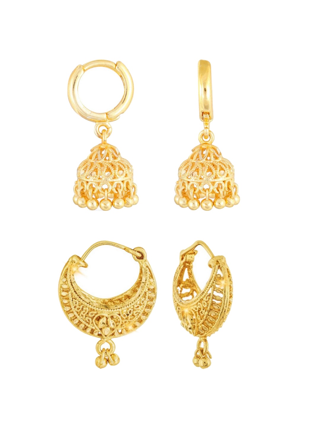 

Vighnaharta Set Of 2 Gold-Plated Dome-Shaped Jhumkas