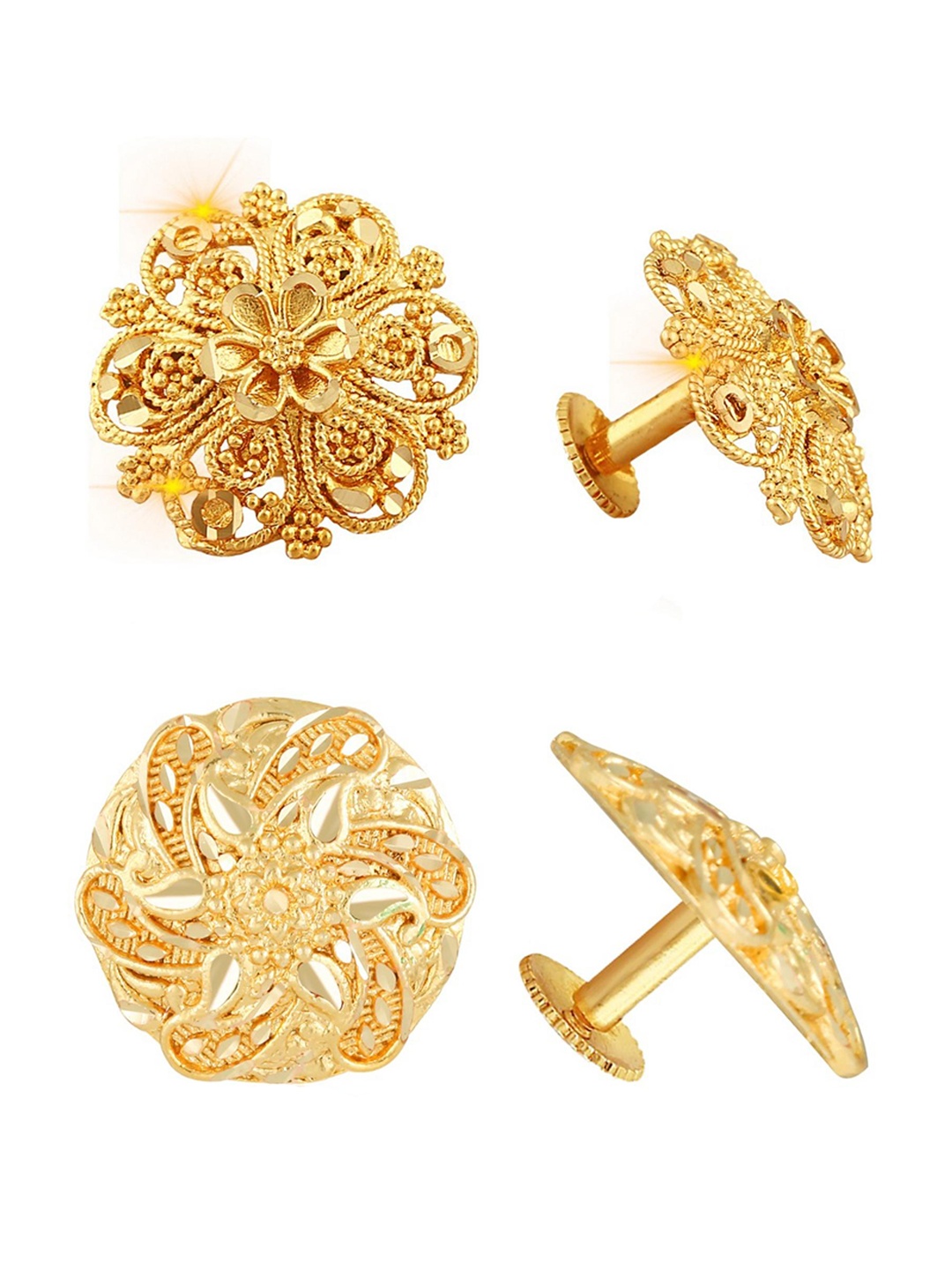 

Vighnaharta Set Of 2 Gold-Plated Floral Stud Earrings